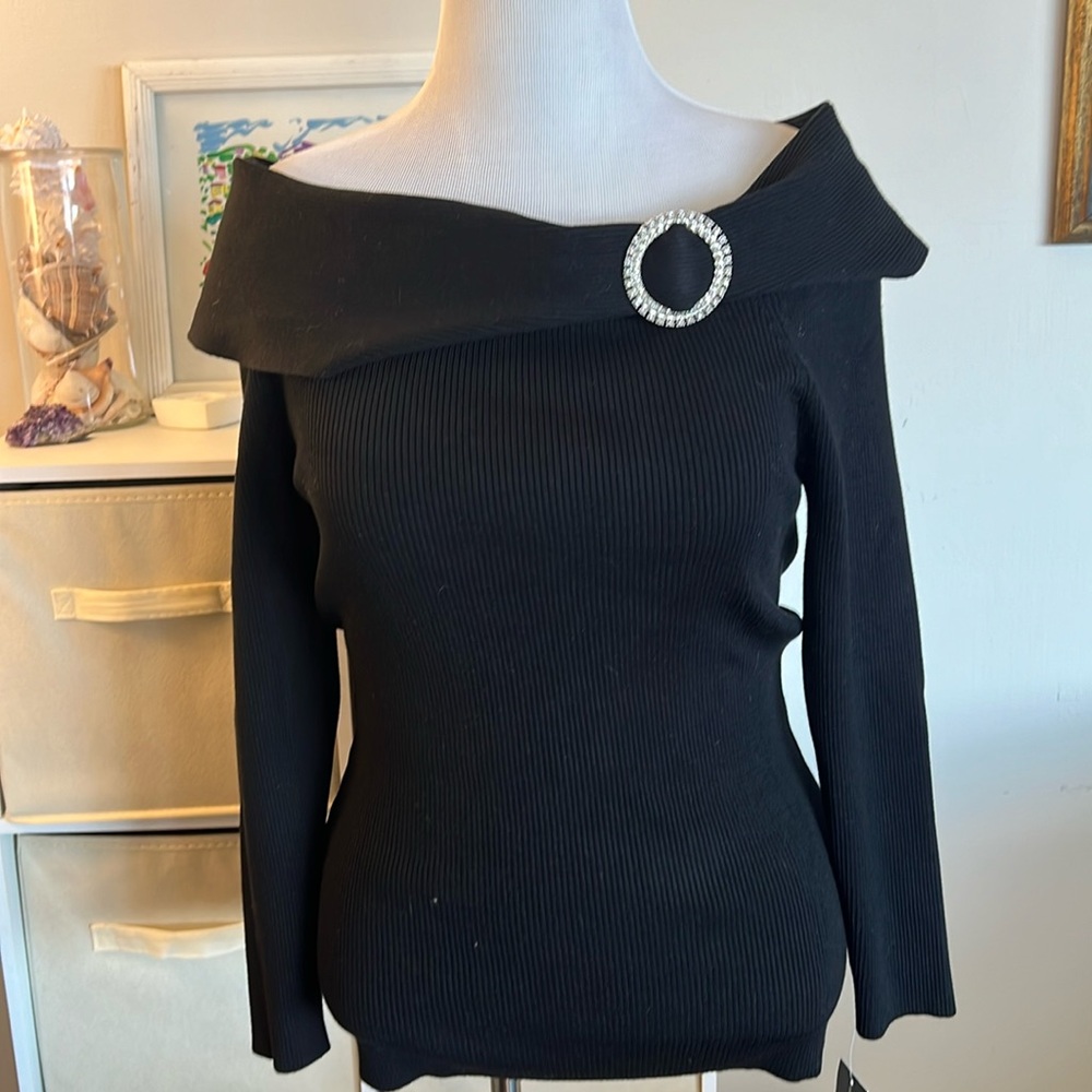 NWT Sophisticated I.N.C Black Knit Off the Shoulder XXL Top